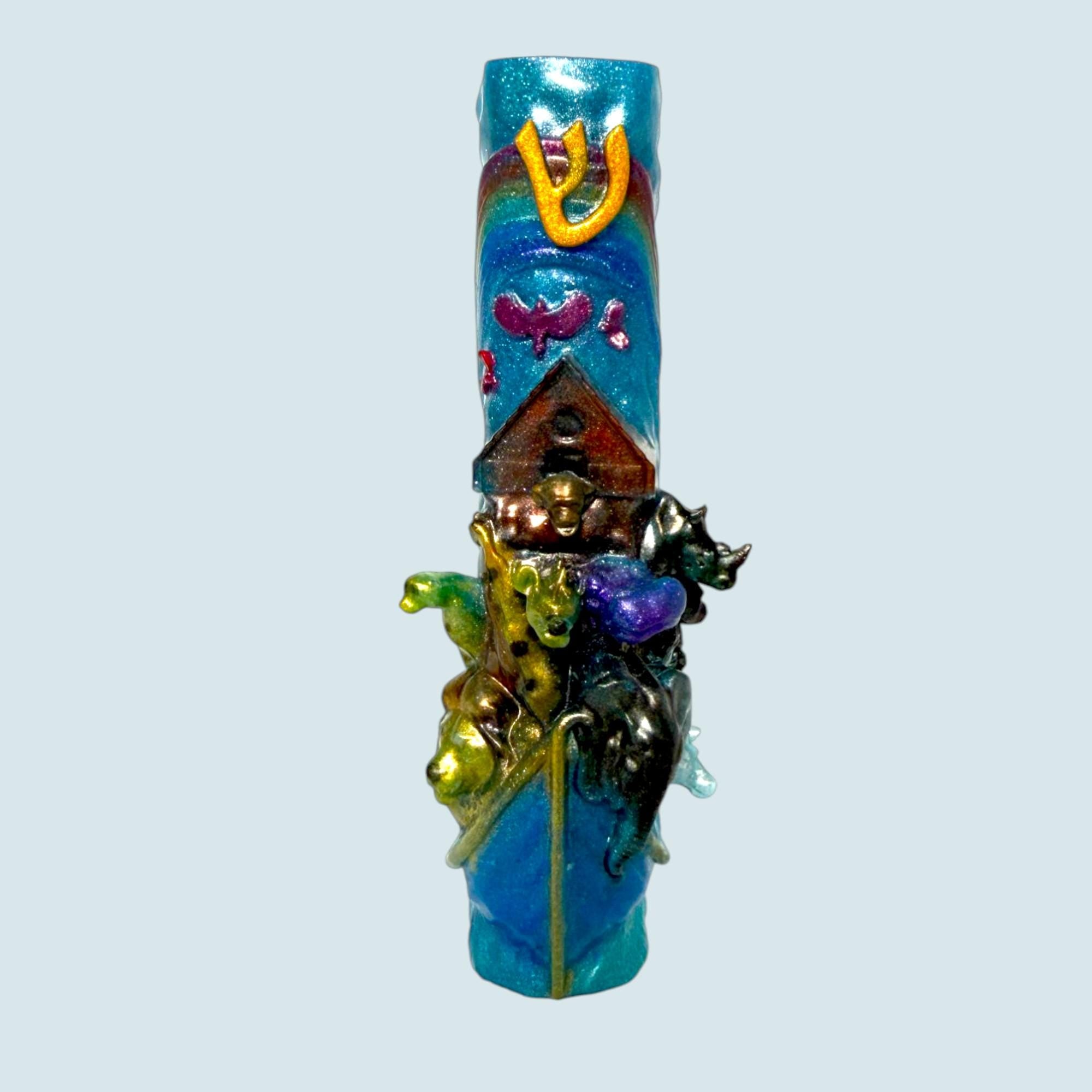 Noah's Ark Mezuzah Cover – Handmade Resin Judaica Case, Unique Ark-Themed Artisan Mezuzah Holder Perfect for Children's Rooms - Bris Gift