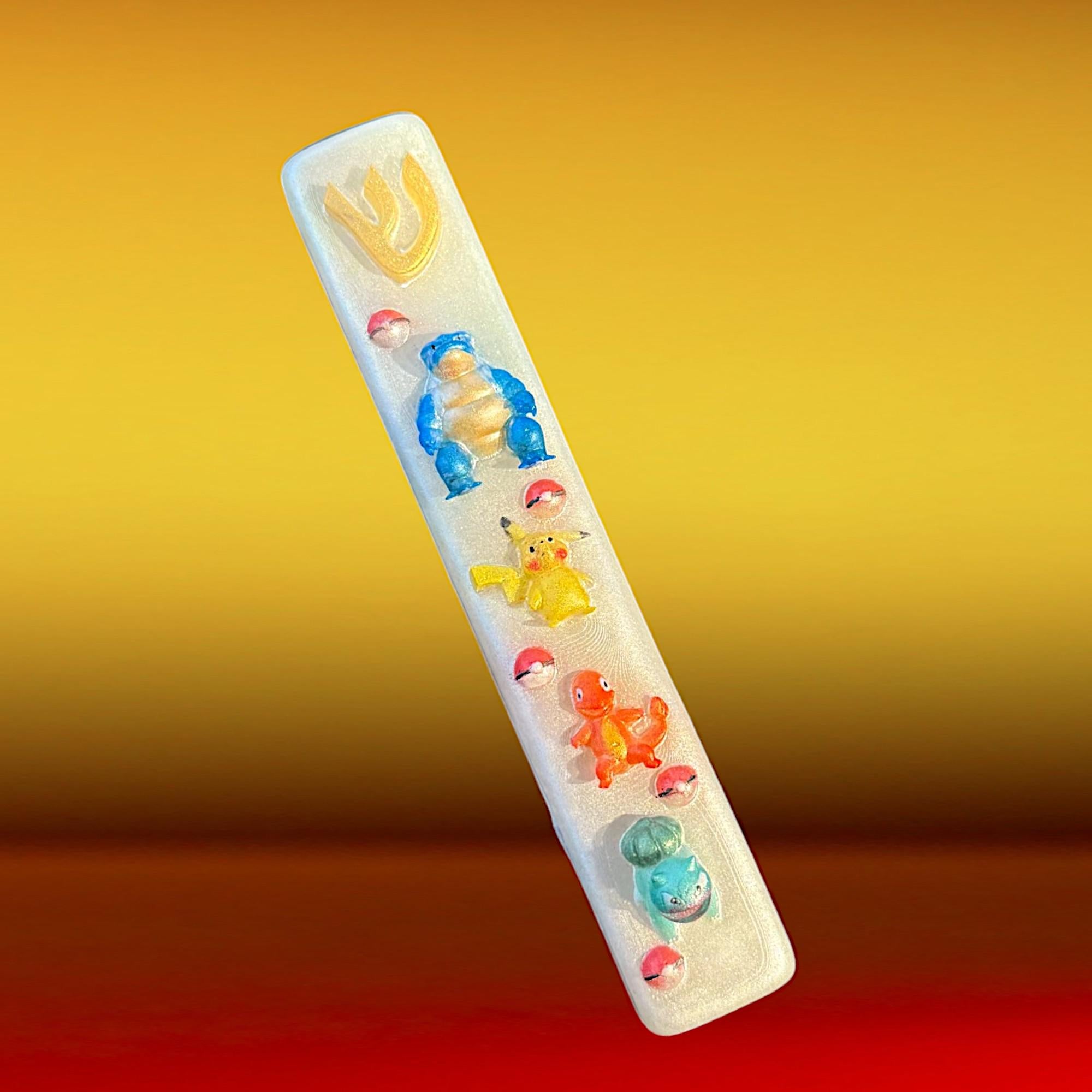 Pokémon Pikachu Inspired Mezuzah Cover – Handmade Resin Judaica Case, Unique Themed Artisan Mezuzah Holder