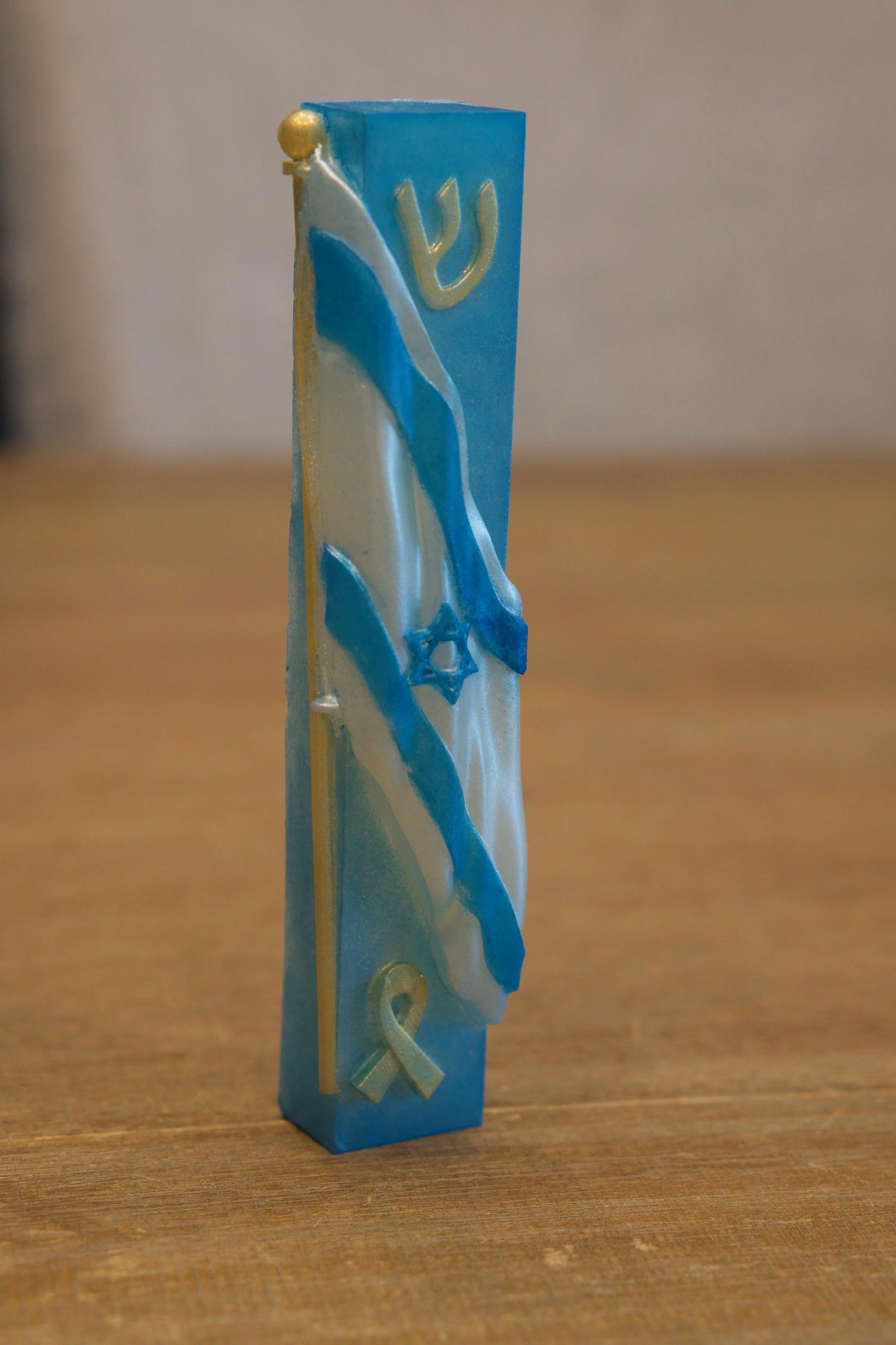 Israeli Solidarity Mezuzah Cover - Bring Our Hostages Home - Handmade Resin Judaica Case, Unique Artisan Mezuzah Holder
