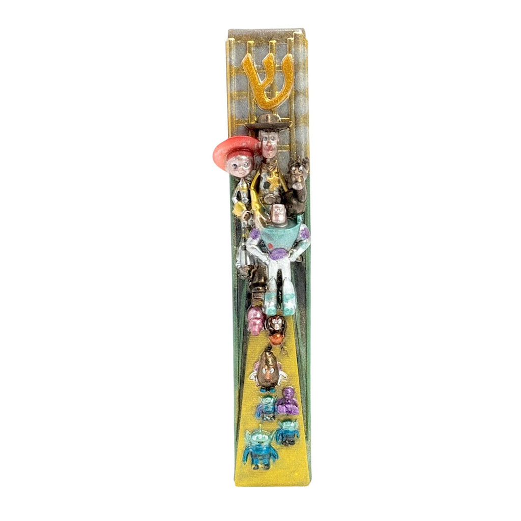 Toy Movie Inspired Mezuzah Cover – Handmade Resin Judaica Case, Unique Themed Artisan Mezuzah Holder