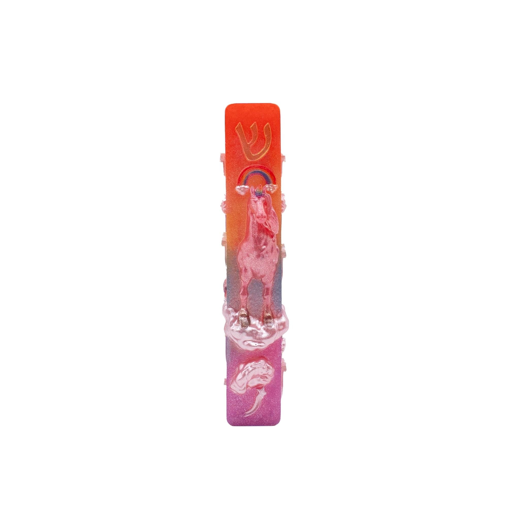 Unicorn Mezuzah Cover for a Girl's Room – Handmade Resin Judaica Case, Unique Themed Artisan Mezuzah Holder