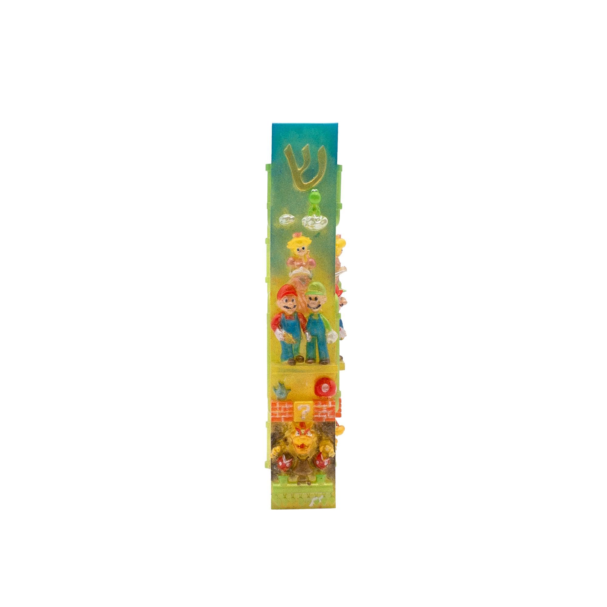 Mario K Video Game Mezuzah Cover – Handmade Resin Judaica Case, Unique Themed Artisan Mezuzah Holder