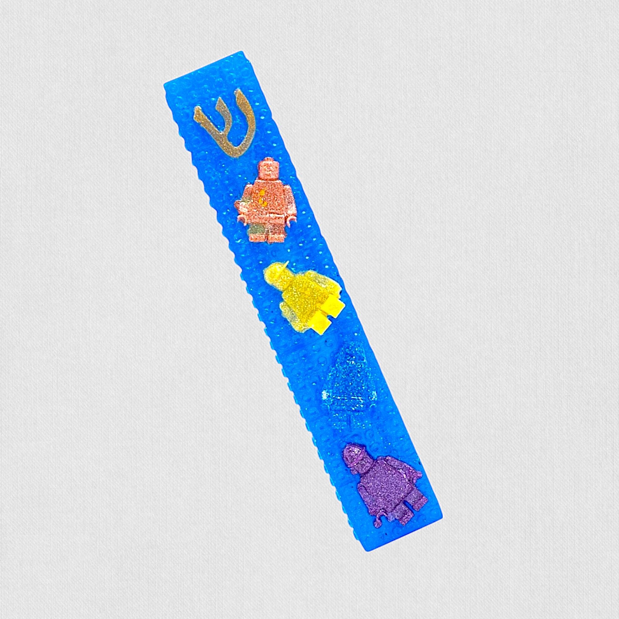 Toy Brick Mezuzah Cover – Handmade Resin Judaica Case, Unique Brick-Themed Artisan Mezuzah Holder Perfect for Children's Rooms
