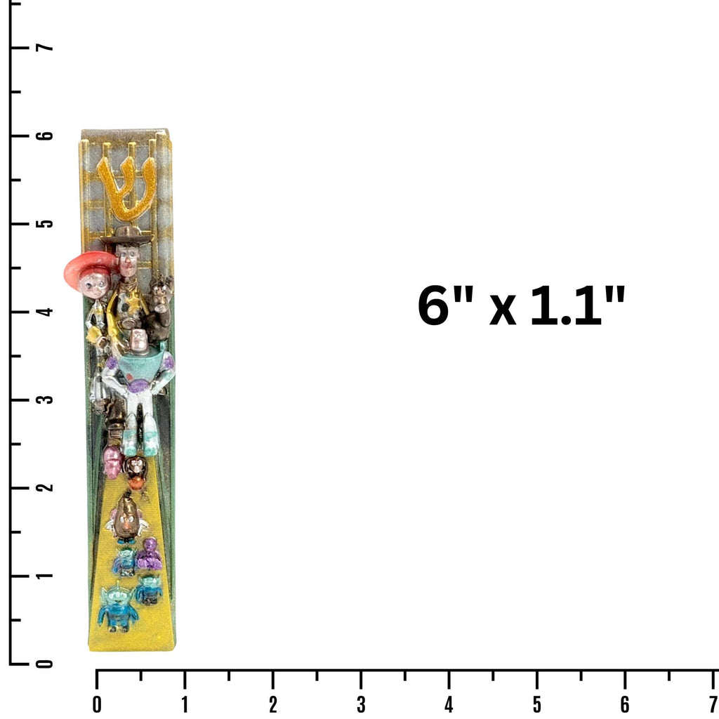 Toy Movie Inspired Mezuzah Cover – Handmade Resin Judaica Case, Unique Themed Artisan Mezuzah Holder