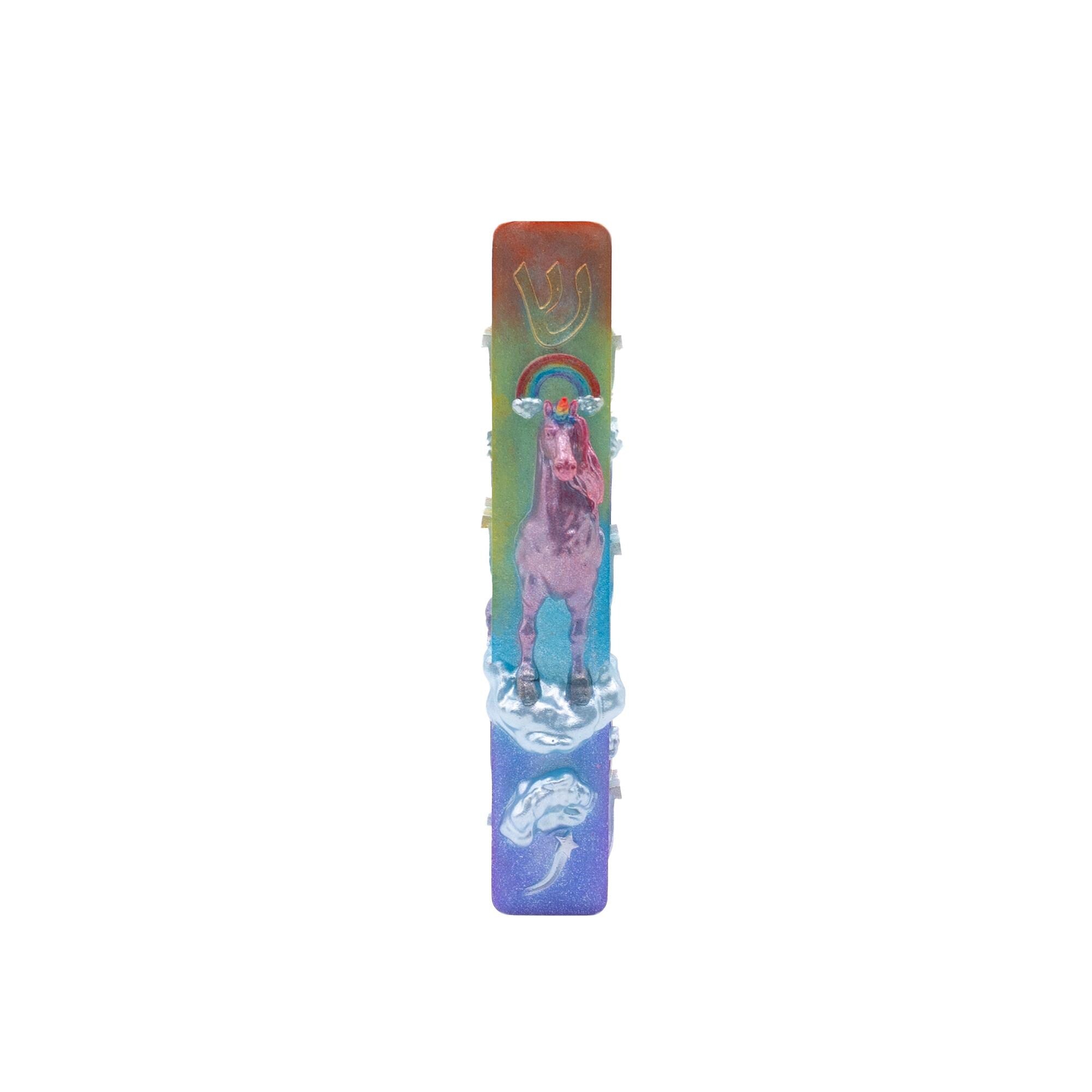 Unicorn Mezuzah Cover for a Girl's Room – Handmade Resin Judaica Case, Unique Themed Artisan Mezuzah Holder Bat Mitzvah Gift