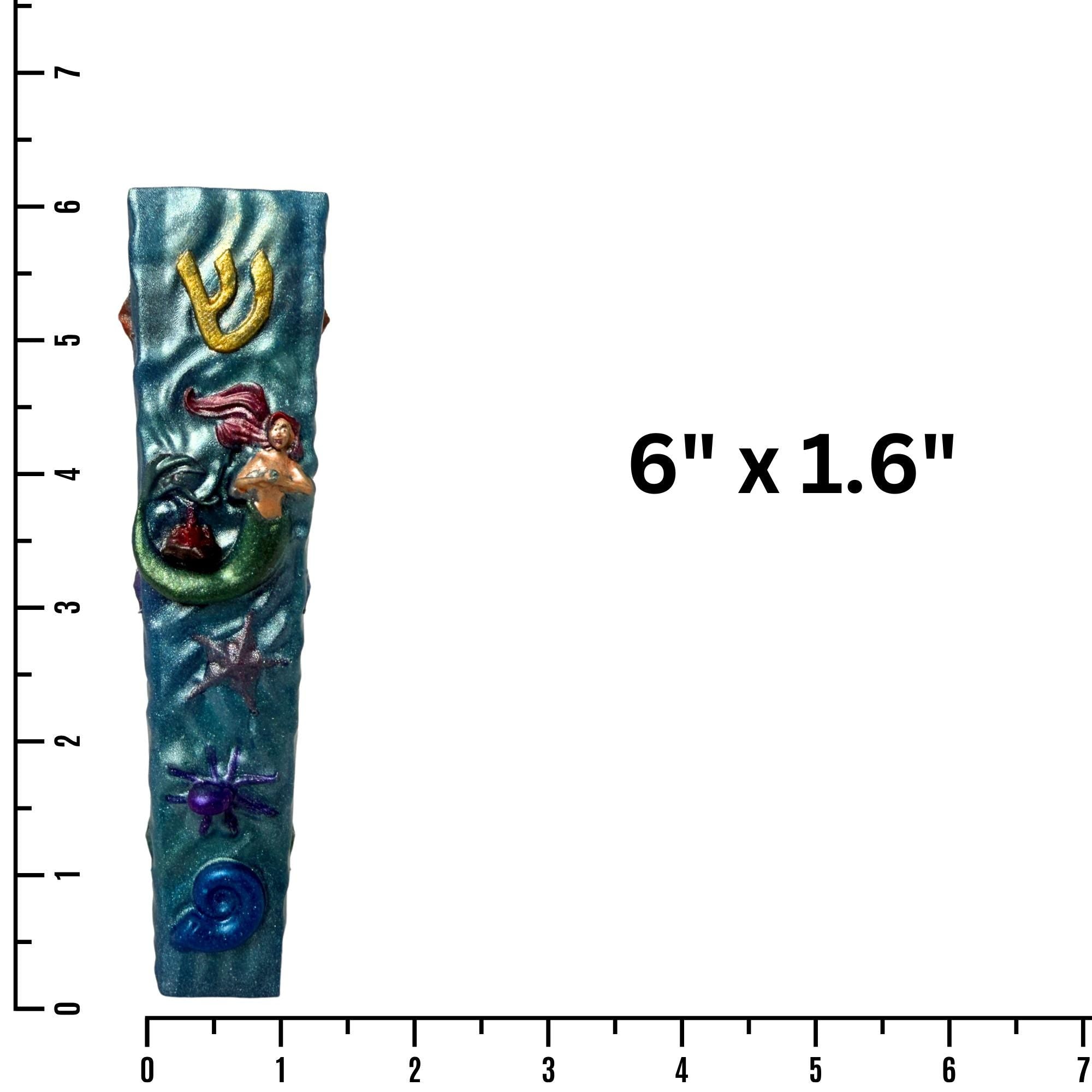 Mermaid Movie Inspired Mezuzah Cover – Handmade Resin Judaica Case, Unique Themed Artisan Mezuzah Holder - Girls Room Mezuzah