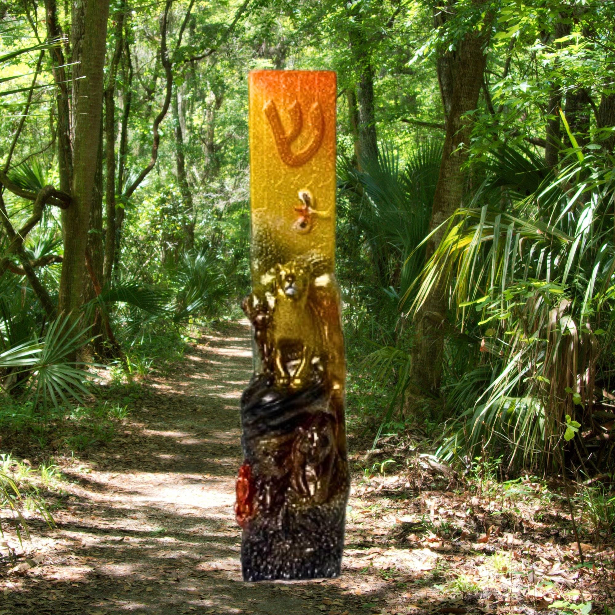 Lion Movie Inspired Mezuzah Cover – Handmade Resin Judaica Case, Unique Themed Artisan Mezuzah Holder