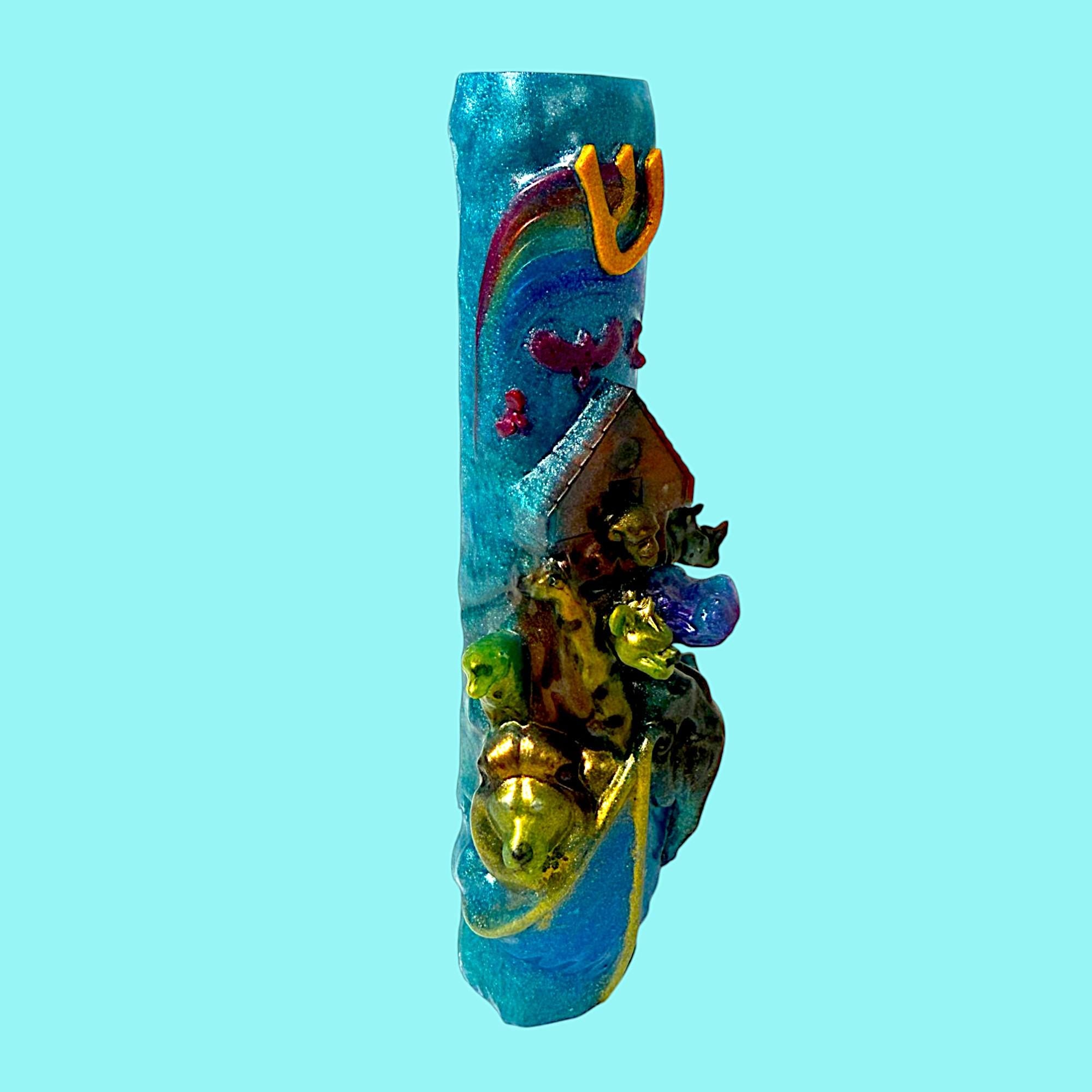 Noah's Ark Mezuzah Cover – Handmade Resin Judaica Case, Unique Ark-Themed Artisan Mezuzah Holder Perfect for Children's Rooms - Bris Gift