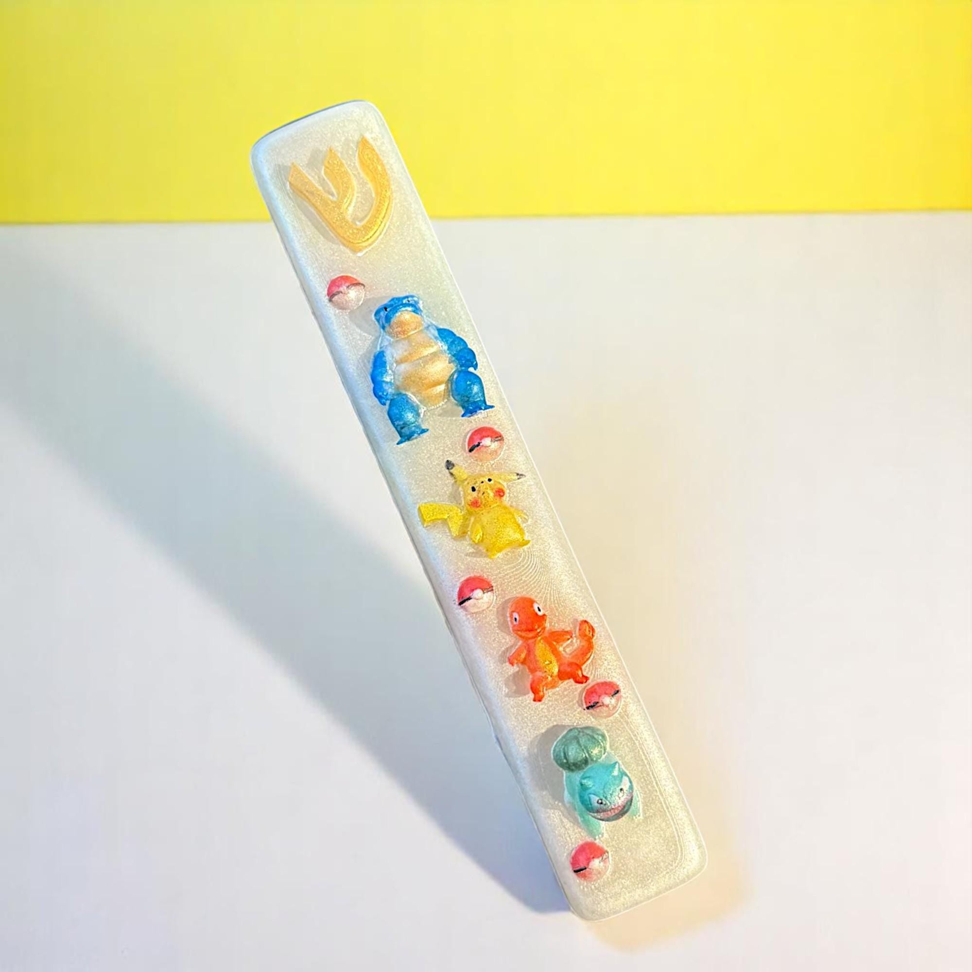 Pokémon Pikachu Inspired Mezuzah Cover – Handmade Resin Judaica Case, Unique Themed Artisan Mezuzah Holder